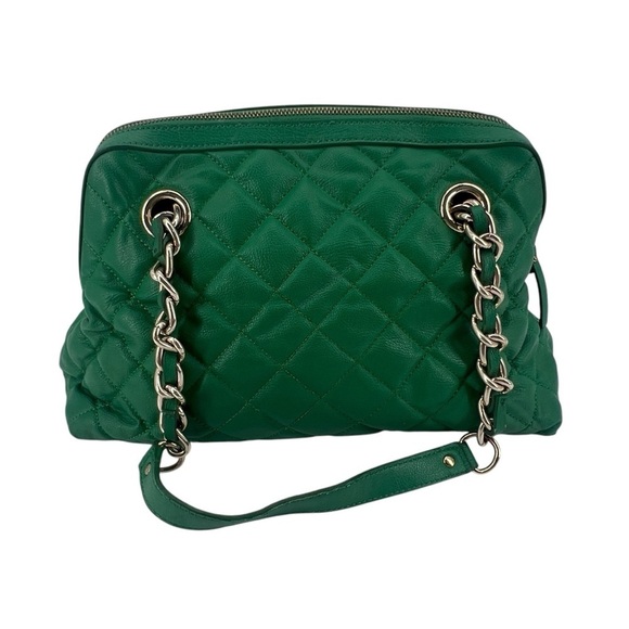 Banana Republic Lush Green Montauk Gold Quilted Hand Bag Shoulder Purse - Picture 1 of 15